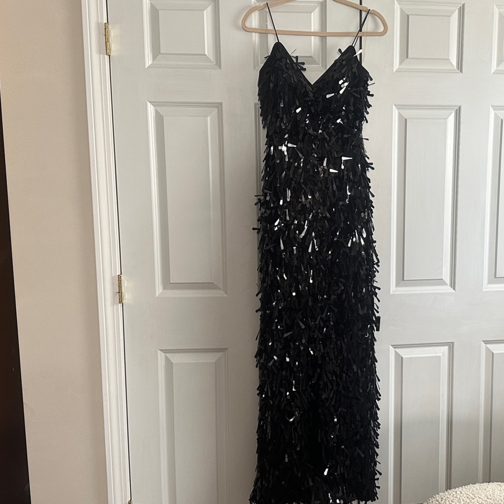 Noveluxe Elegant Black Fringe Dress